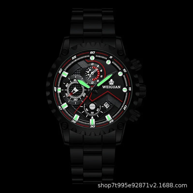 Montre homme noire samouraï, quartz, bracelet acier