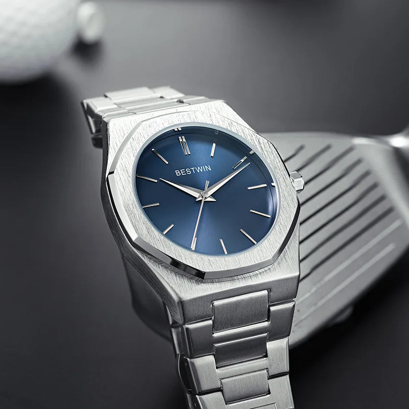 Montre homme luxe acier inoxydable, quartz, étanche