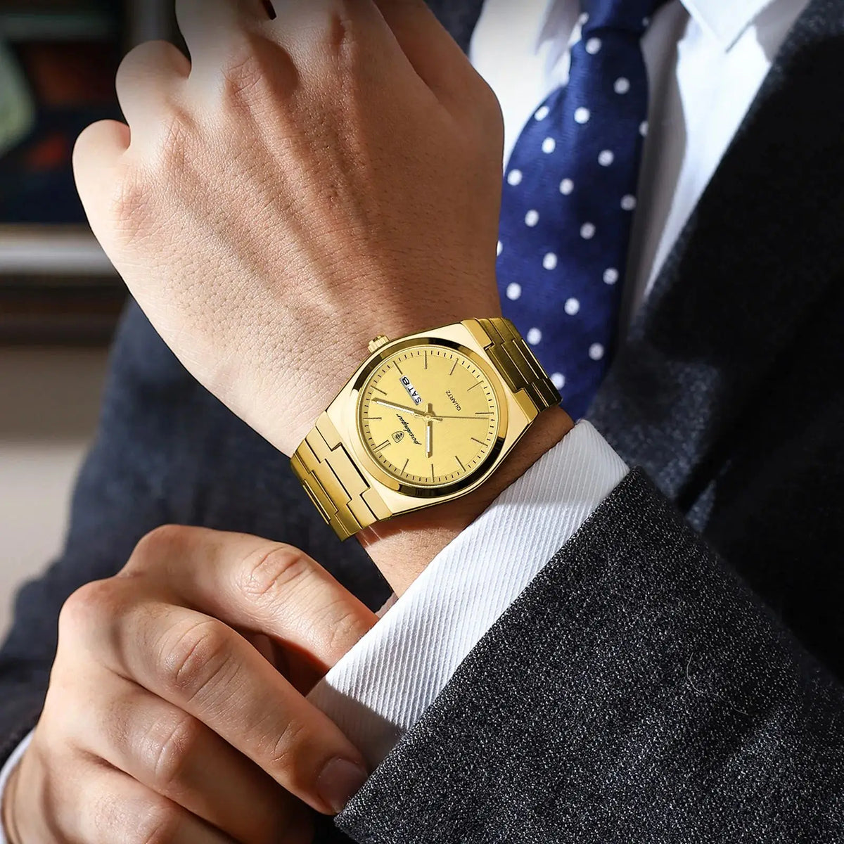 POEDAGAR – Montre homme classique, date, lumineux
