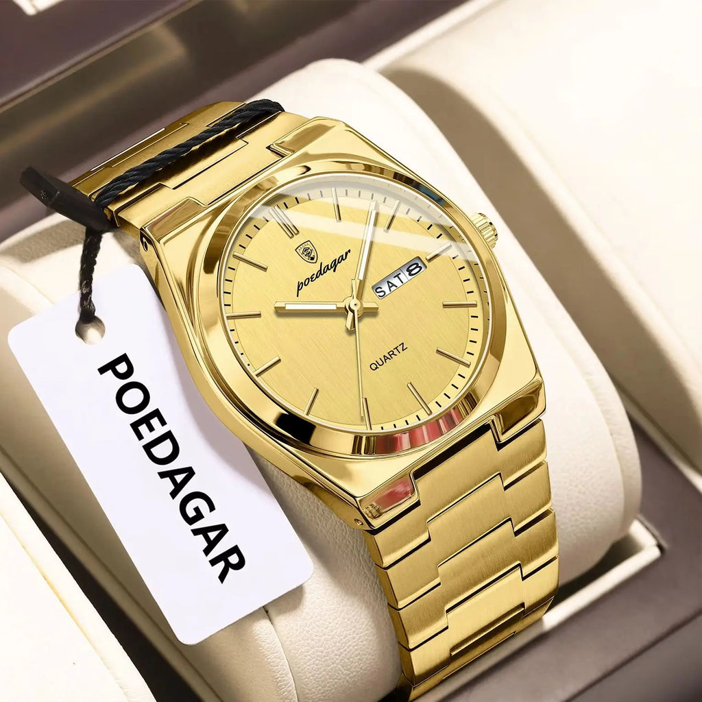 POEDAGAR – Montre homme classique, date, lumineux