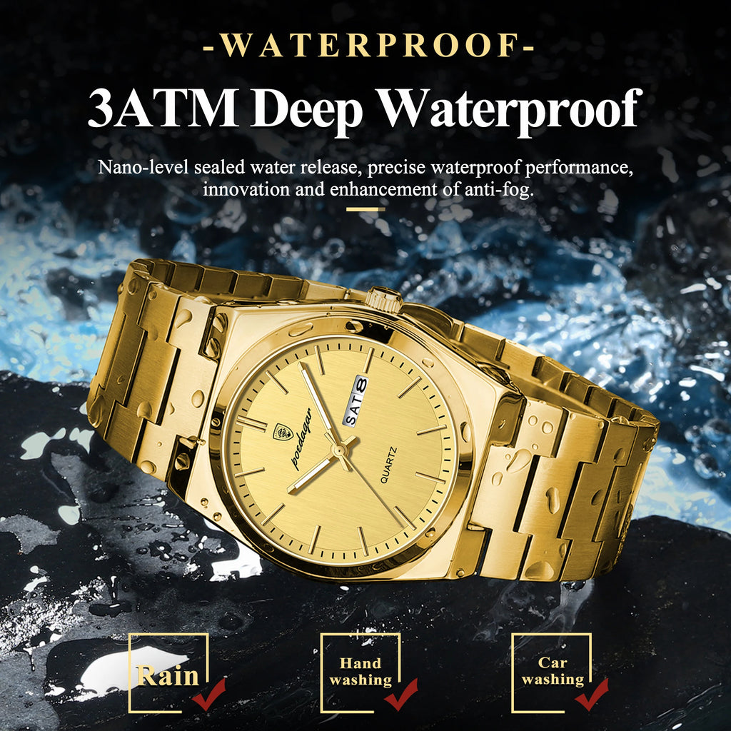 POEDAGAR – Montre homme classique, date, lumineux