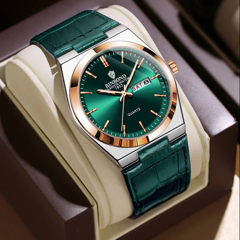 Montre homme luxe – Cuir, double calendrier, étanche