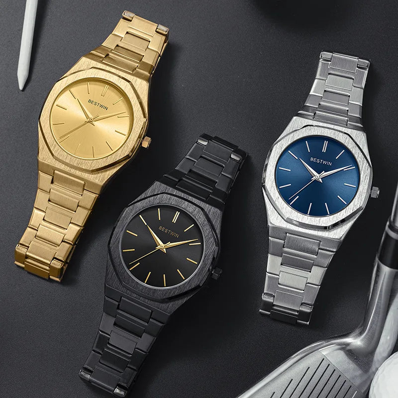 Montre homme luxe acier inoxydable, quartz, étanche