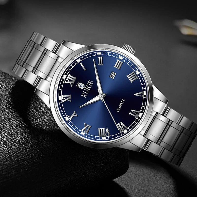 RUIGE – Montre homme quartz, cadran romain, étanche